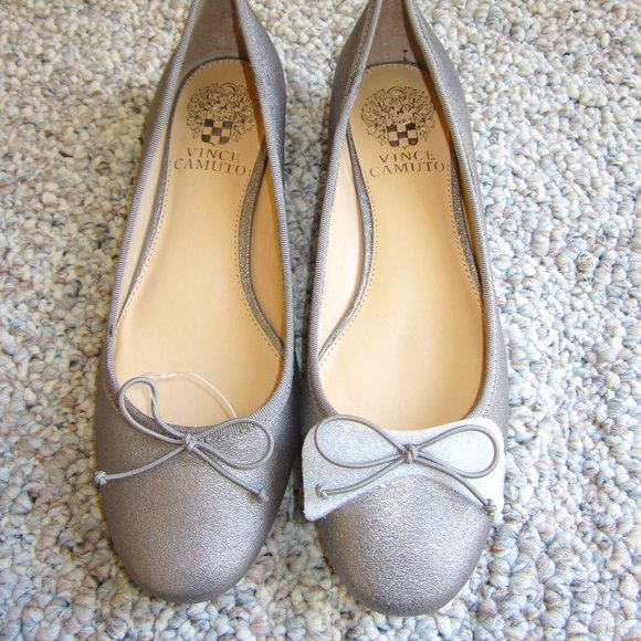 Vince Camuto Shoes - Vince Camuto Adema Silver Casual Leather Flat